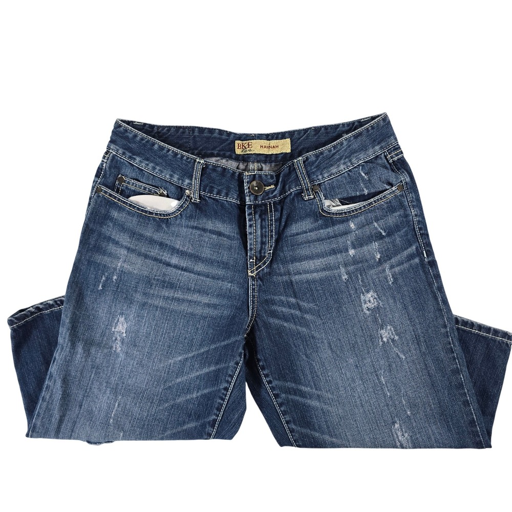 BKE Hannah Denim Capris‎ Womens 32 Medium Wash Distressed Cropped Jeans Cotton